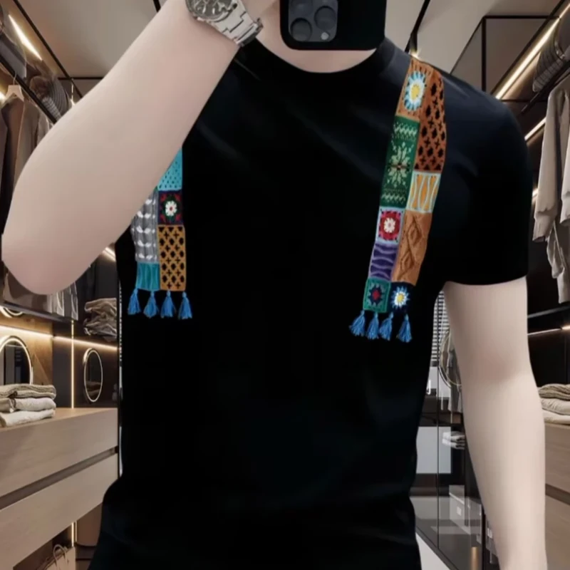 T恤印花短袖圆领四季男士百搭上衣男装时尚春夏轻奢高品质修身