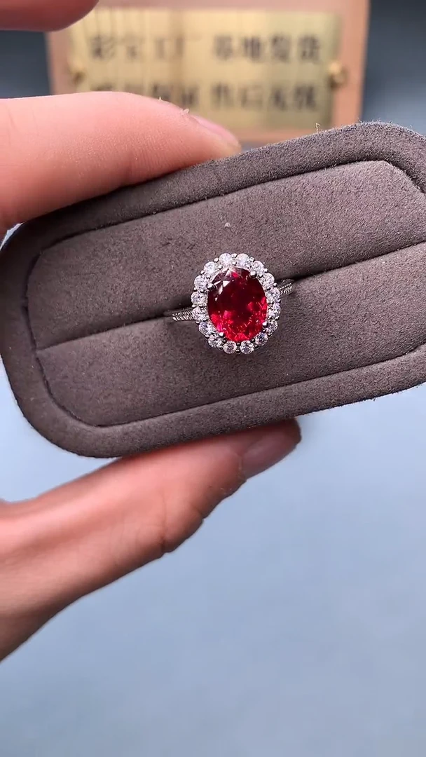银S925镶嵌戒指红宝石2222