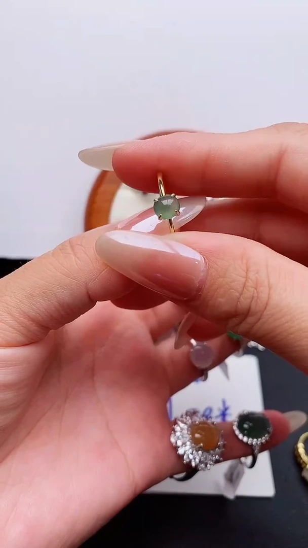 银S925镶嵌戒指翡翠天然翡翠A货