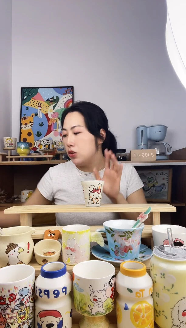 瓷片景德镇高温釉下彩陶瓷手绘卡通创意设计