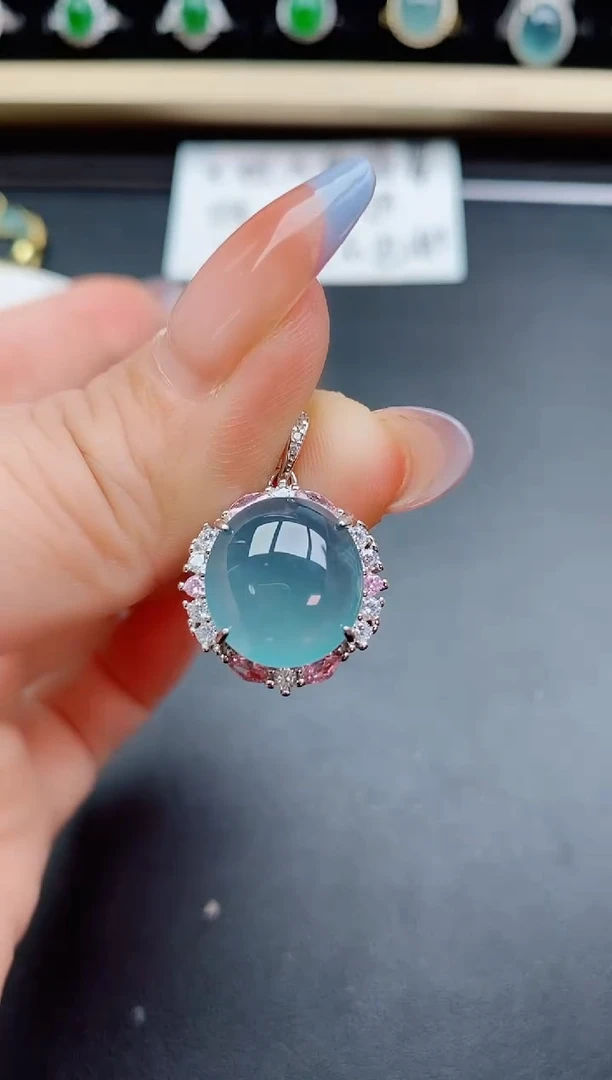 翡翠银S925镶嵌吊坠(赠链)50850