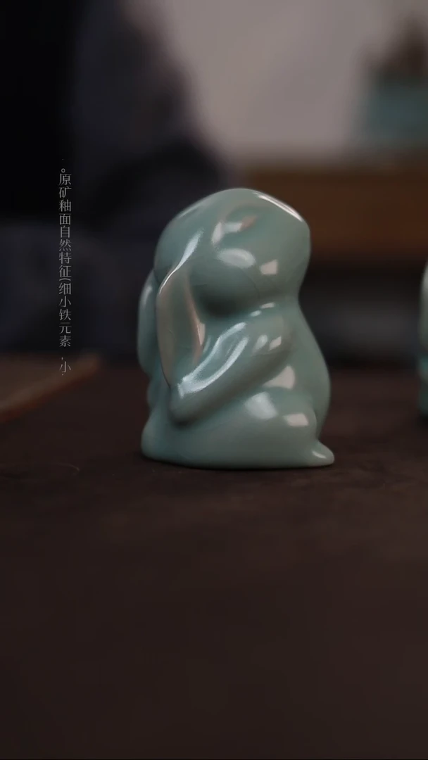【闪购商品】杯一级品粉青仿古茶宠兔子