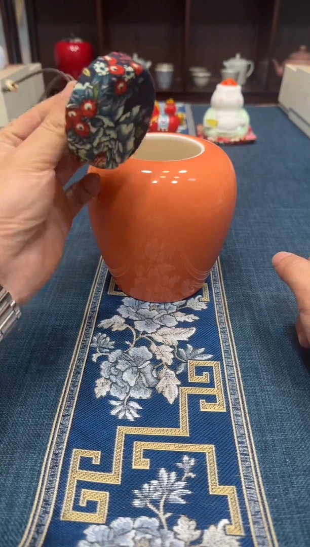 橙色茶叶罐高温瓷.高温釉，性价比