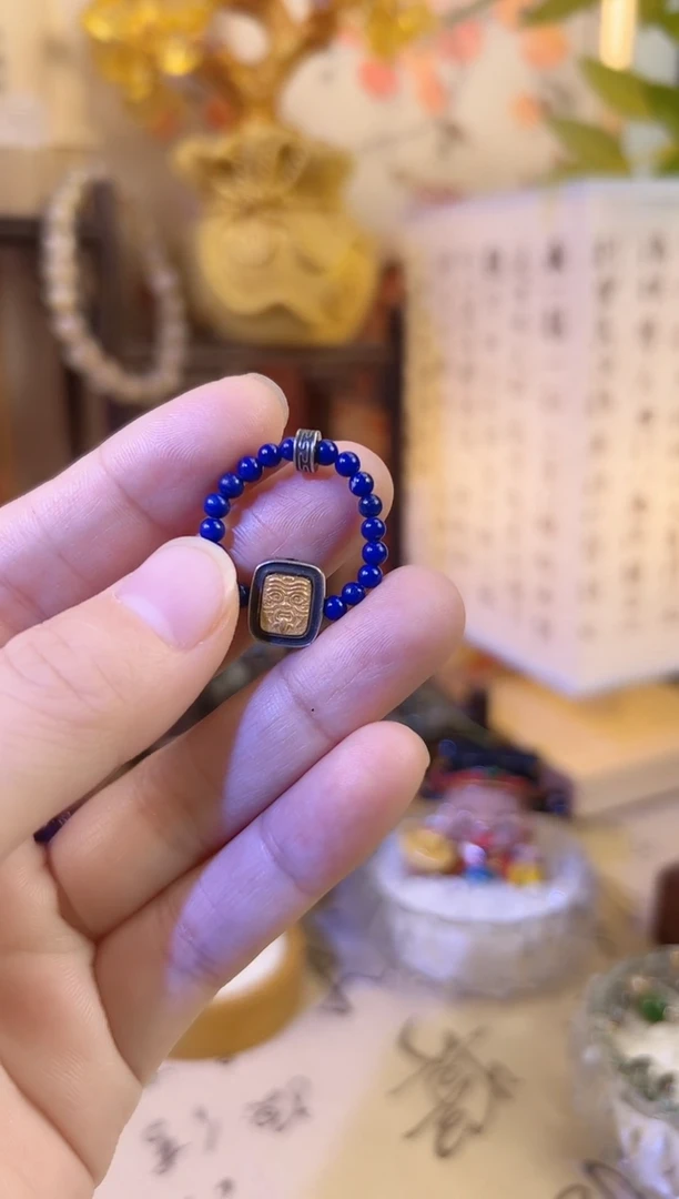 银S925镶嵌青金石戒指青金石扎基拉姆戒指