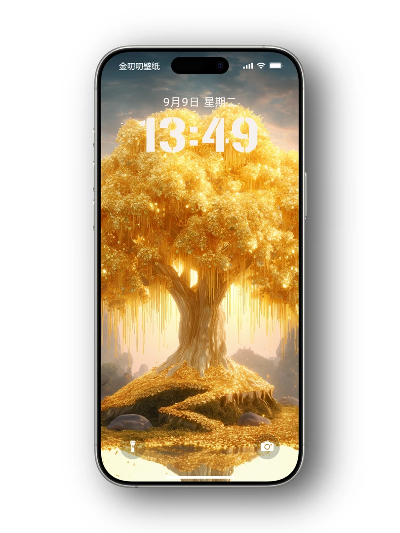 发财树| 来财来财  高清4K手机壁纸图片金色F1
