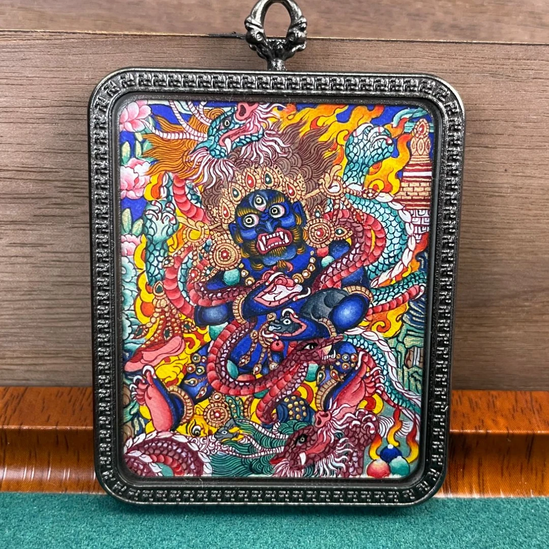 热贡纯手绘黑财神唐卡