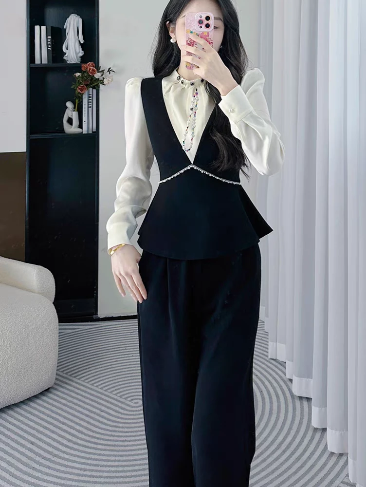 0354春装阔腿裤套装高级感ootd穿搭一整套衬衫两件套