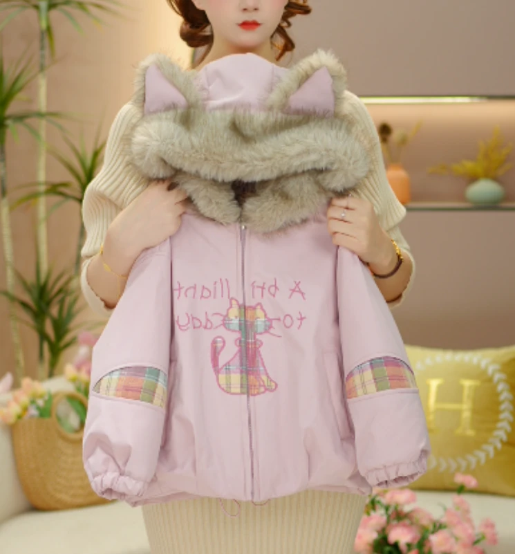 逗小铺【七尚】.女童冬款加绒加厚棉袄洋气女宝时尚韩版派客服Q029