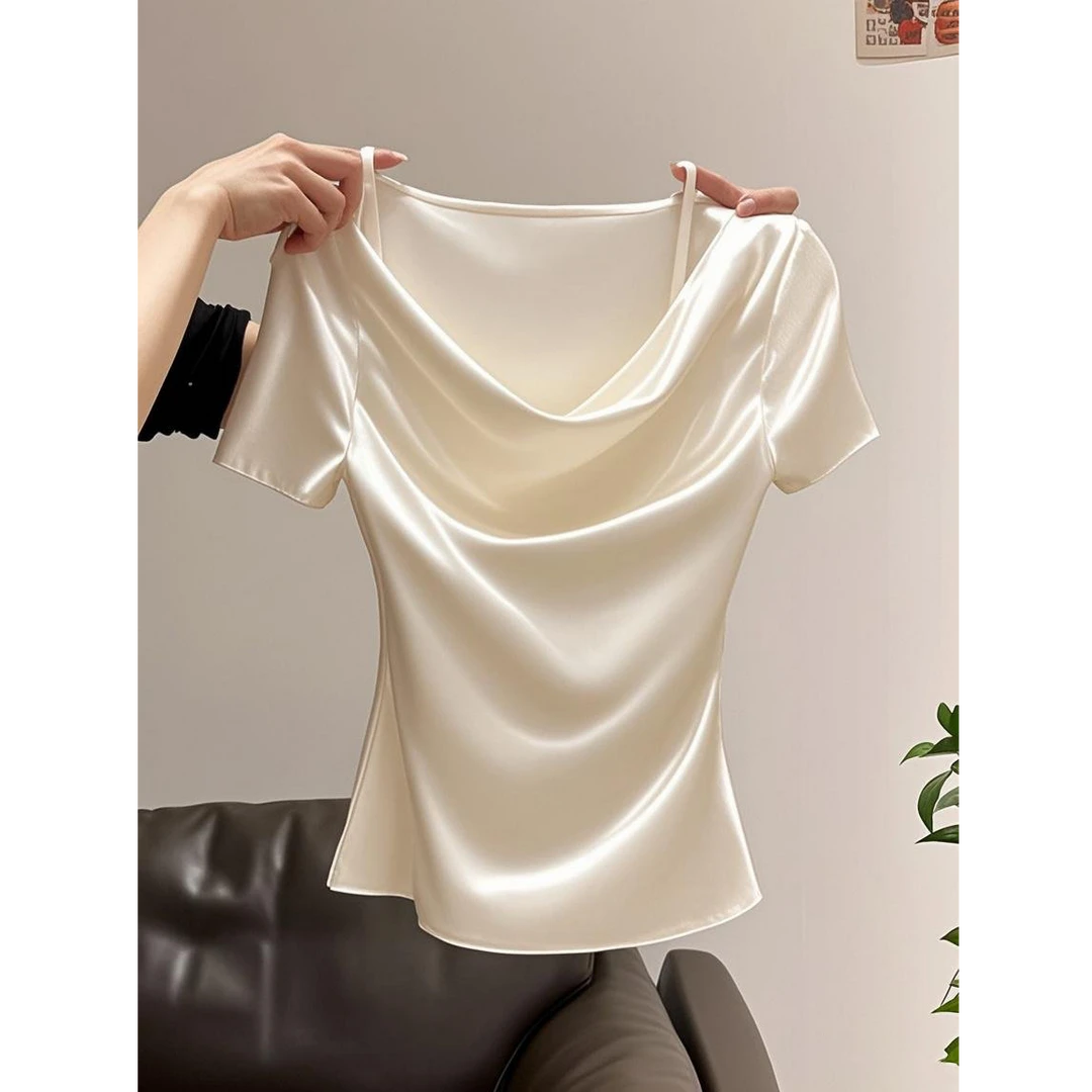 2025夏季新款洋气时尚高级感气质女神范独特漂亮短袖上衣T恤爆款
