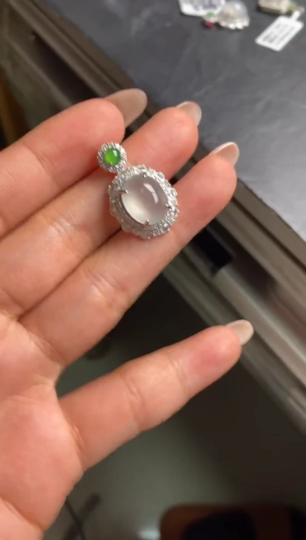 银S925镶嵌戒指翡翠天然A货翡翠