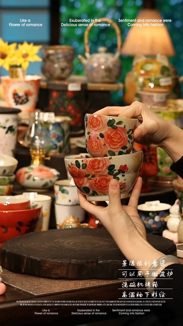 陶瓷景德镇高温釉下彩手工手绘款式