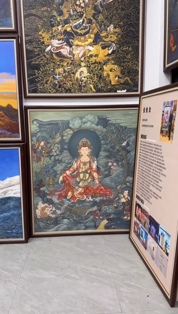 油画宁****哥小幅唐卡水月定制定制定制定制定制定制肌理复刻