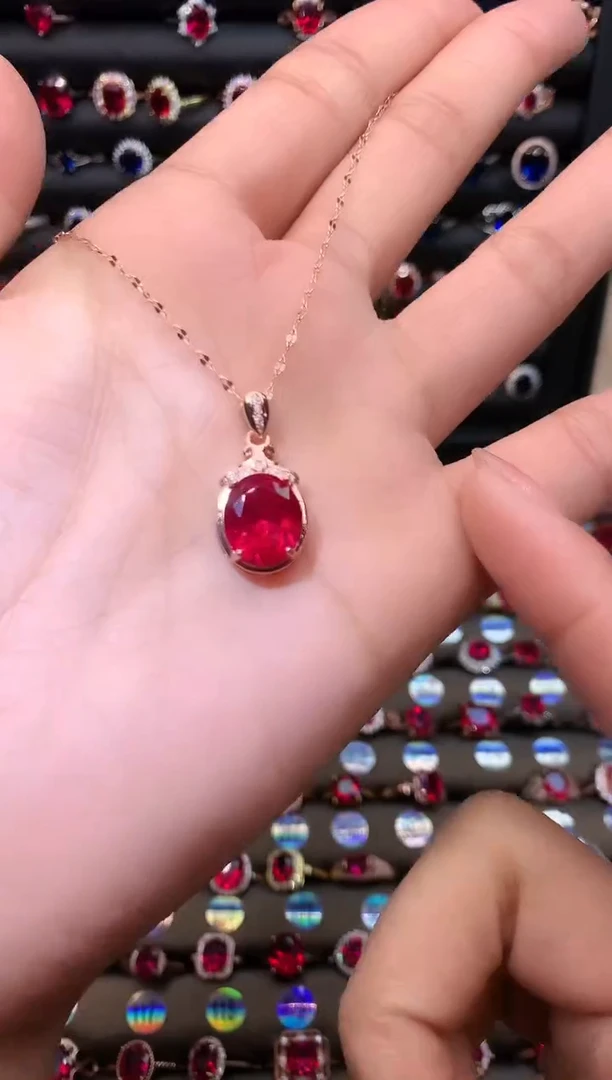 【闪购商品】红宝石吊坠(赠链)银S925镶嵌1