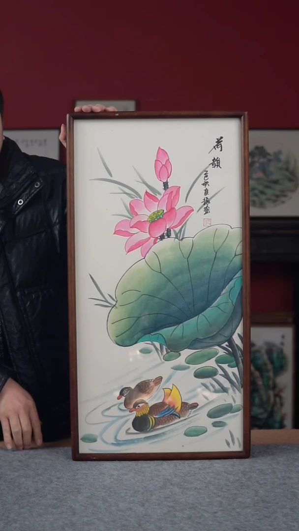 国画纯手写纯手绘-带框尺寸36*69