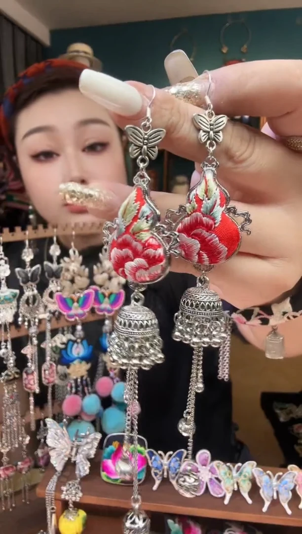 刺绣纯手工民族风刺绣耳环