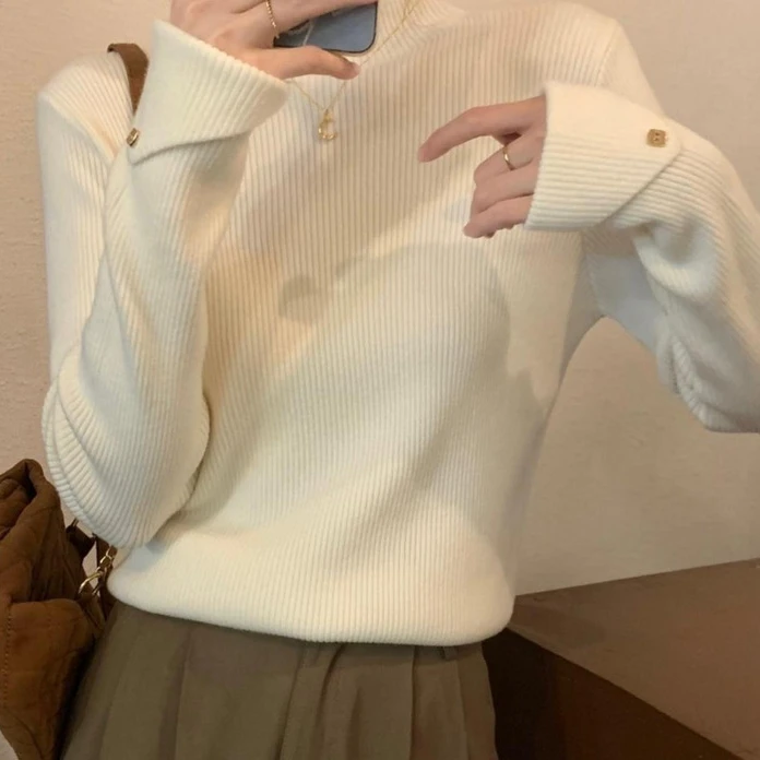 职业阿玛诗官哥家专柜2025春秋季新款半高领修身针织打底衫女内搭