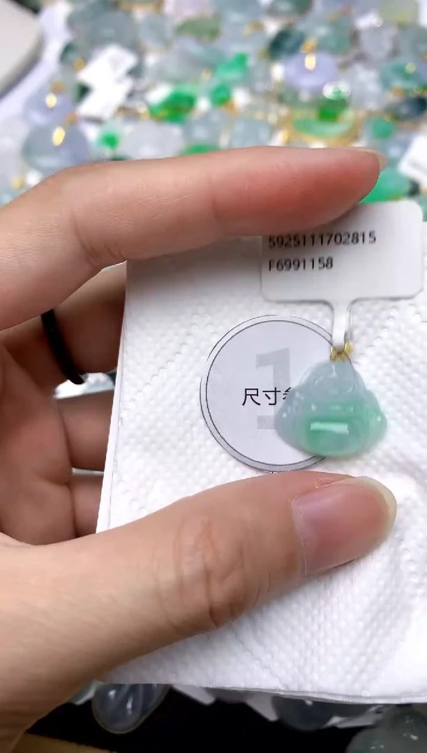 颈饰18K金镶嵌翡翠天然A货翡翠