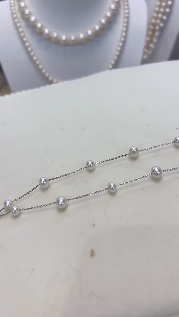 【闪购商品】淡水珍珠颈饰银S925镶嵌无核白满天星项链