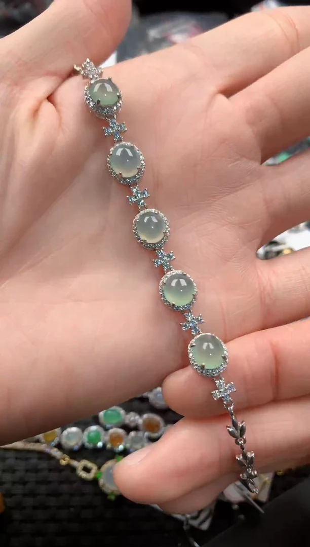 银S925镶嵌戒指翡翠444   10