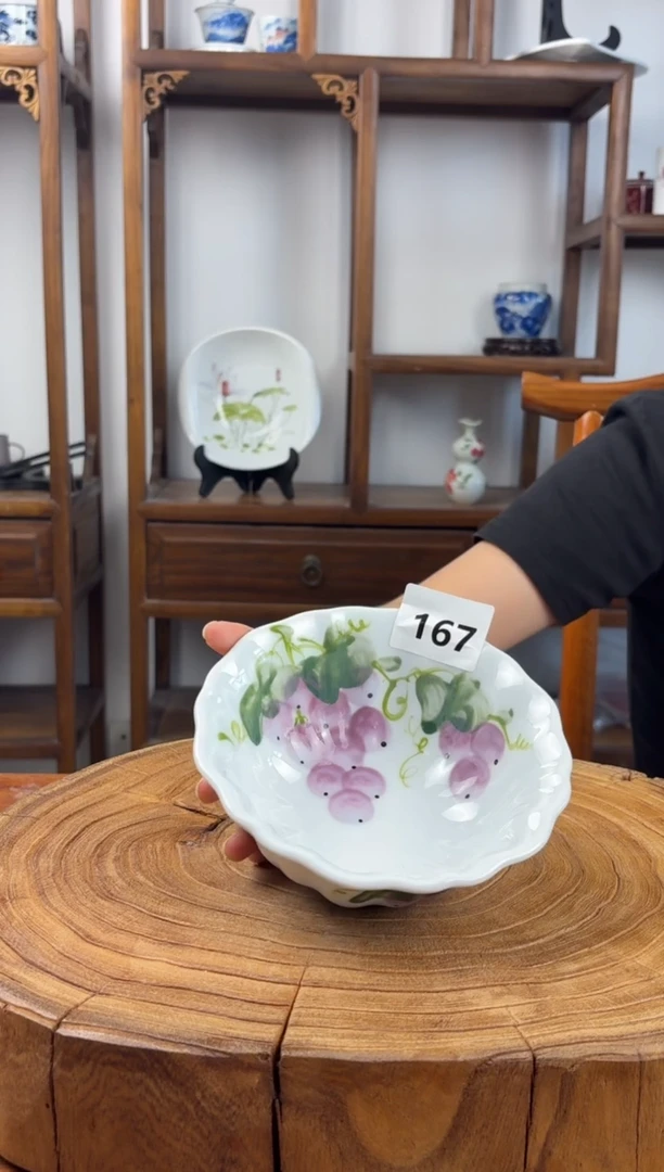 瓷片景德镇高温釉中彩-花边碗167