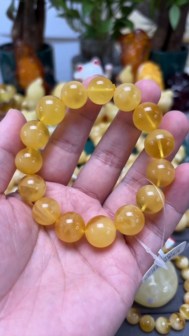 手串蜜蜡未镶嵌p45俄料金白聚宝盆单圈 25.65克 15mm