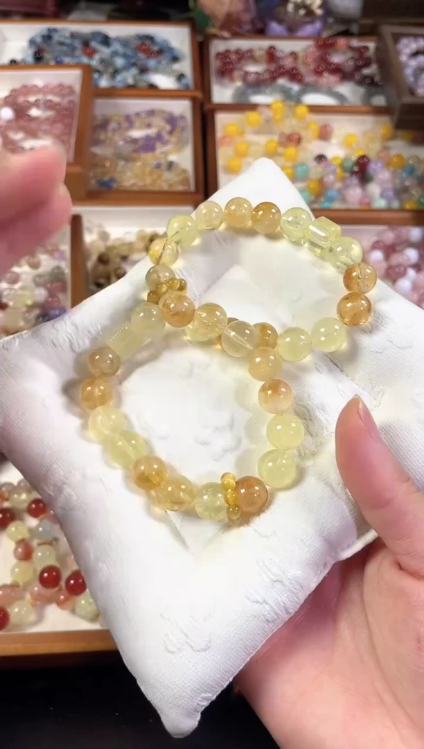 未镶嵌手串水晶来财】天然黄塔晶黄阿赛手串多样发一