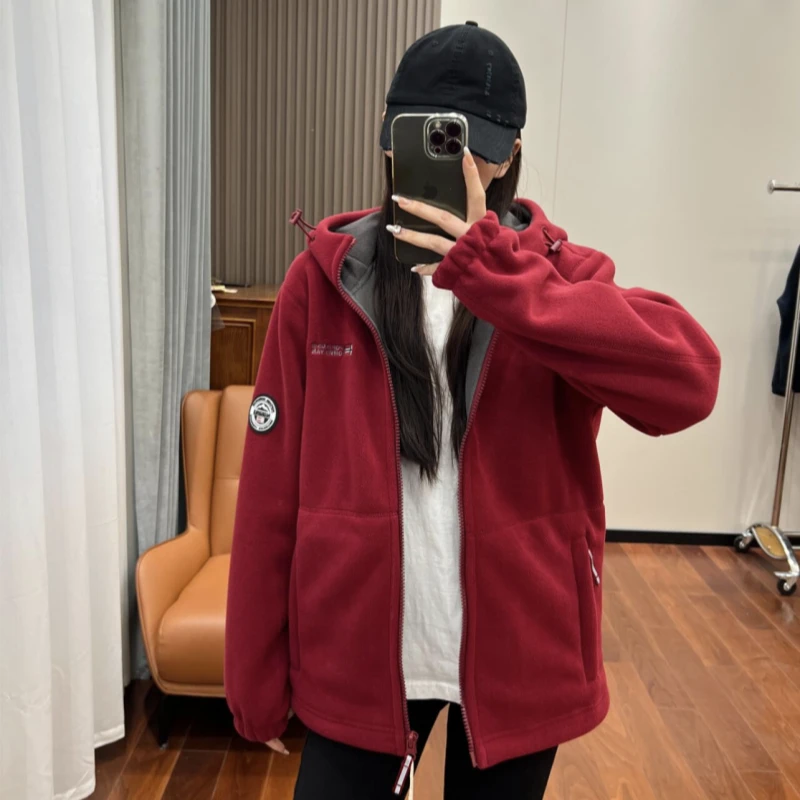 情侣连帽/立领摇粒绒加绒加厚保暖夹克外套C1202