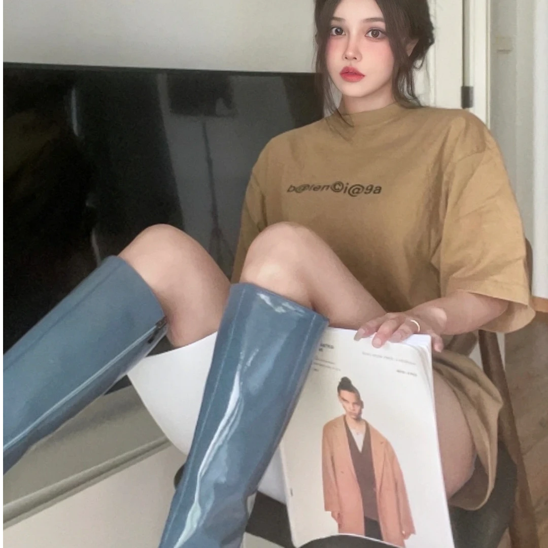 未使用 Balenciaga/巴黎世家 圆领logo短袖 棕色/S