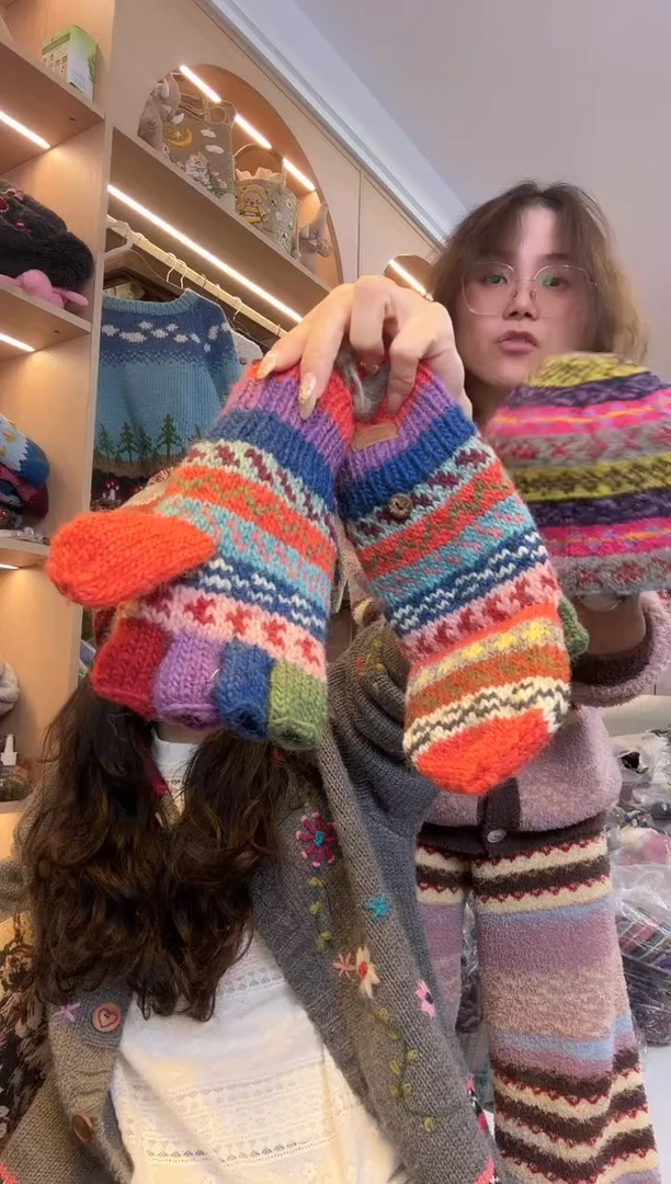 羊毛知*百羊毛五指手套B758