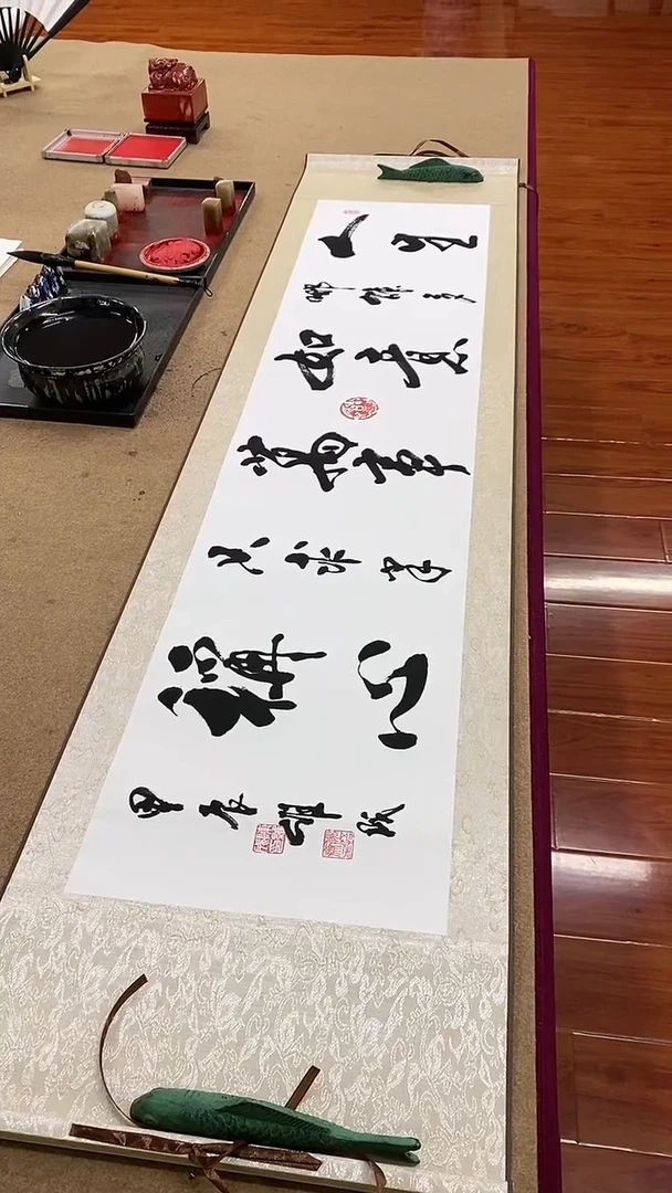 【闪购商品】书法万事如意  四尺对开卷轴陈维成