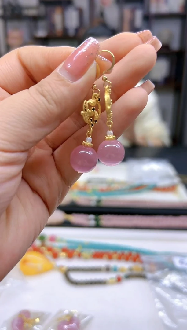 【闪购商品】碧玺猫眼耳饰14K金镶嵌E716