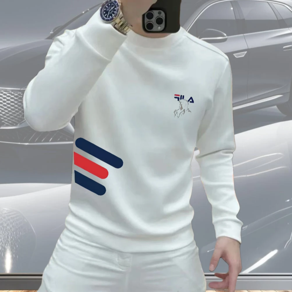 时尚新款加绒潮牌休闲百搭印花圆领套头卫衣秋季男士青年网红长袖