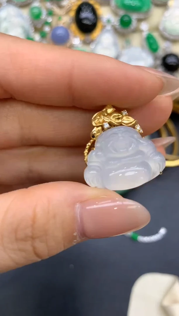 翡翠18K金镶嵌颈饰391-中国好珍宝