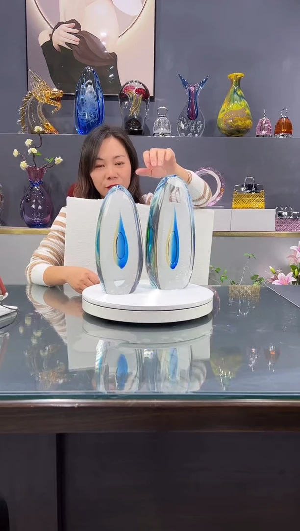 手工艺品琉璃 水晶琉璃摆件1对