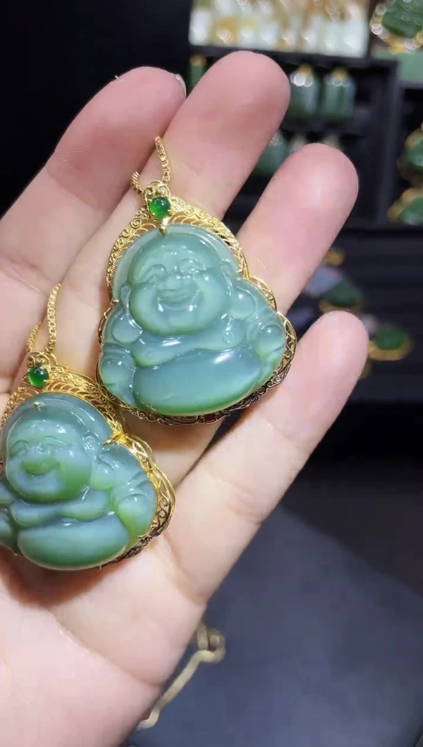 【闪购商品】和田玉吊坠18K金镶嵌30MM 多样性发一