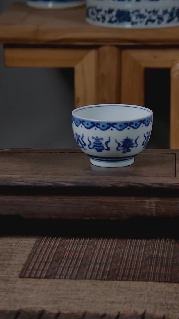 杯折葵非器手工手绘莲托八宝禅定杯