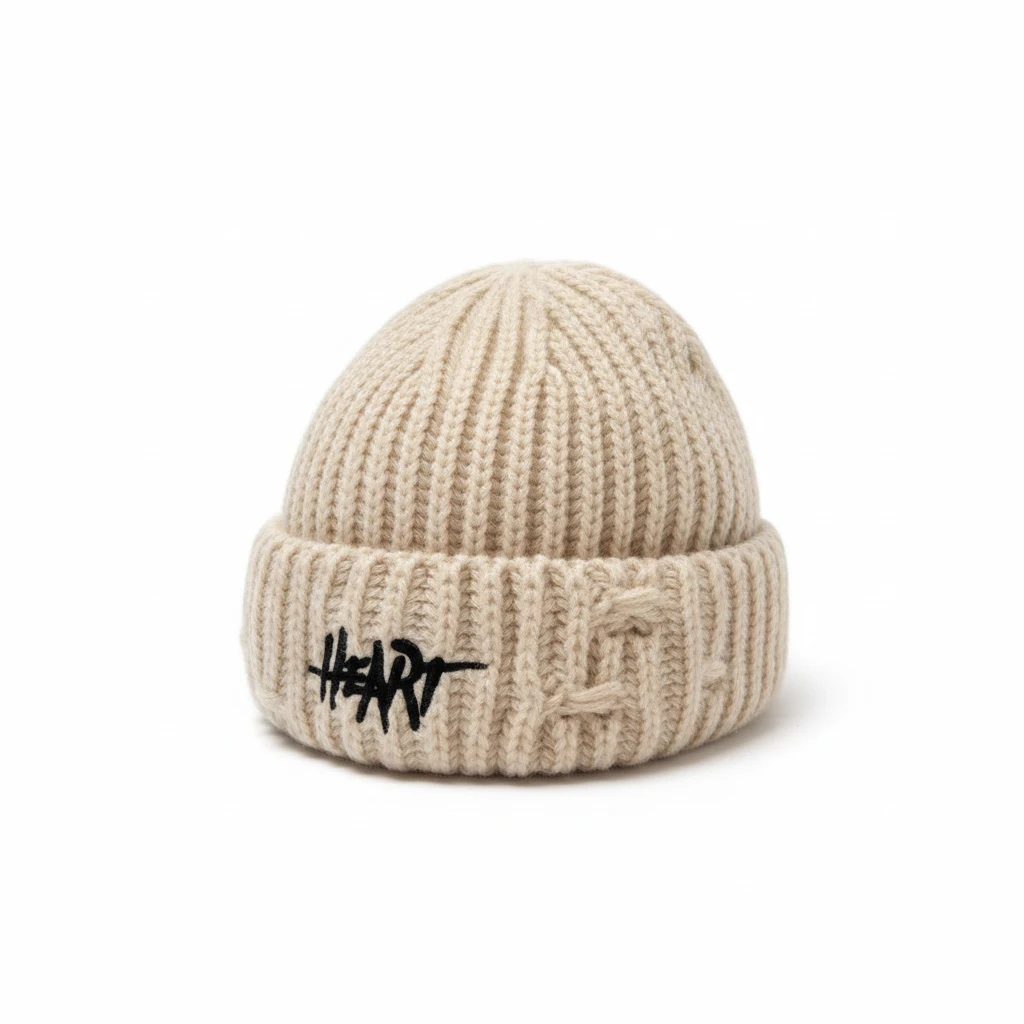 秋冬保暖针织帽女刺绣字母韩版百搭护耳卷边防寒粗毛线显脸小冷帽