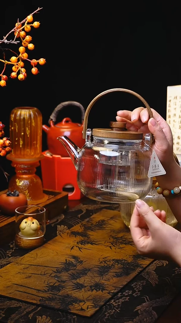 【闪购商品】圆满煮茶壶-竖纹/双内胆