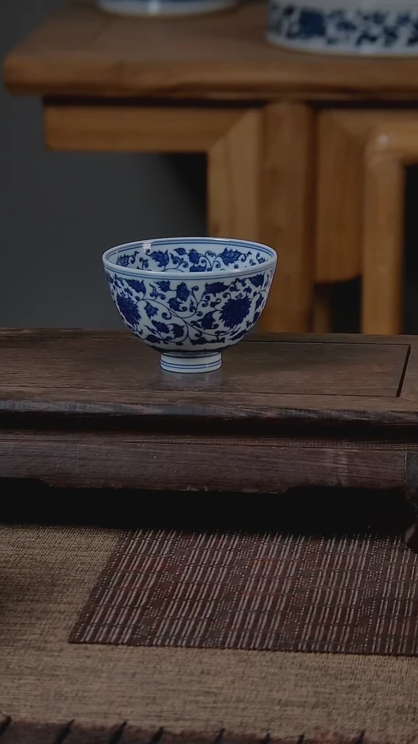 折葵非器手工手绘缠枝莲鸡心杯