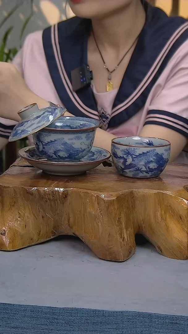 2件套陶瓷茶具老陶泥开片纹