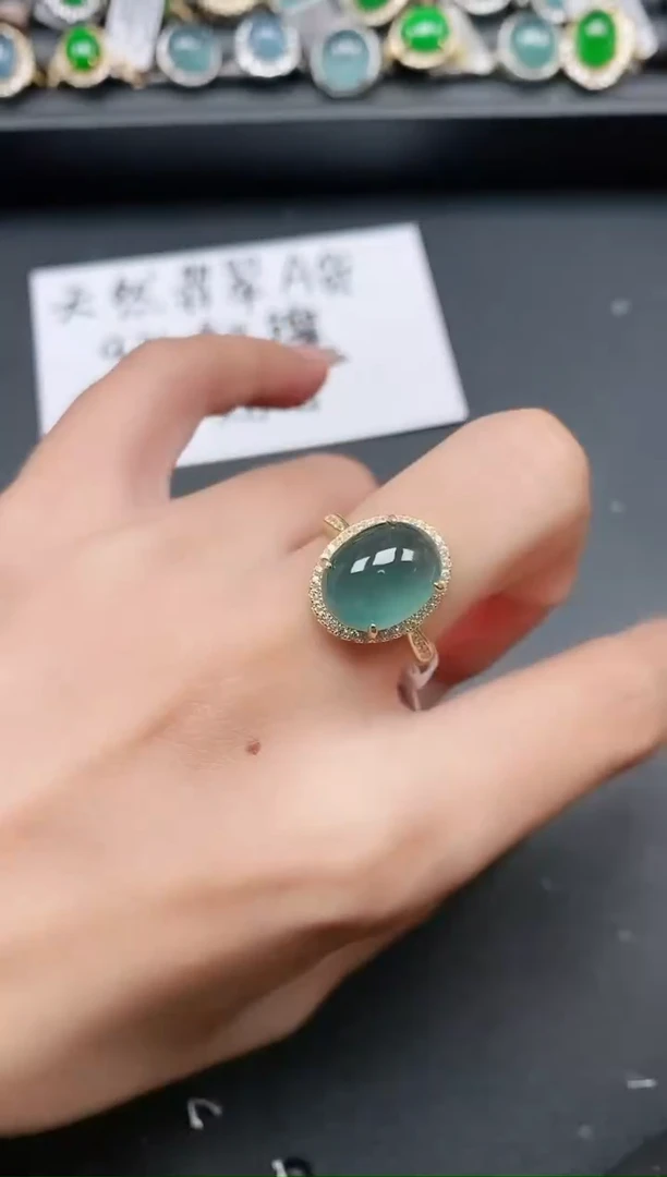 翡翠戒指银S925镶嵌1111