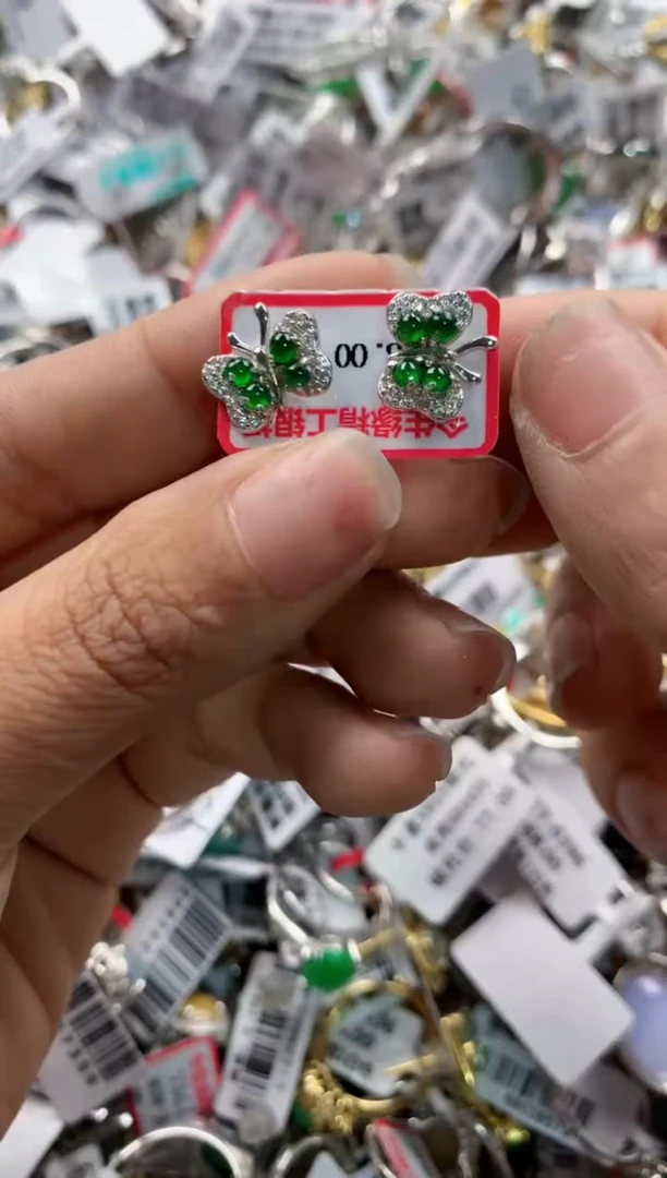 银S925镶嵌戒指翡翠10     10