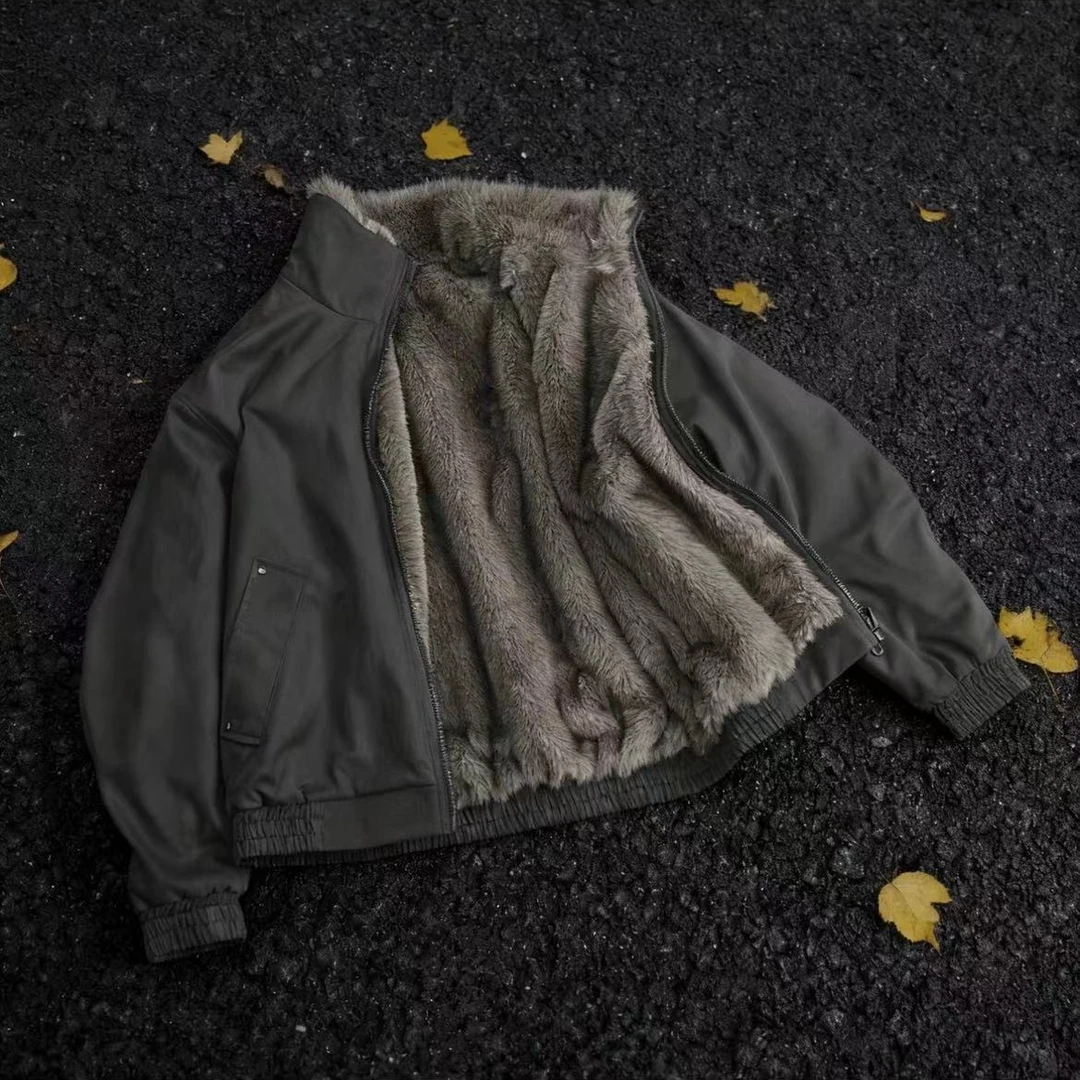 【两面穿座山雕】外套冬季加绒夹克棉衣cleanfit座山雕毛领派克服