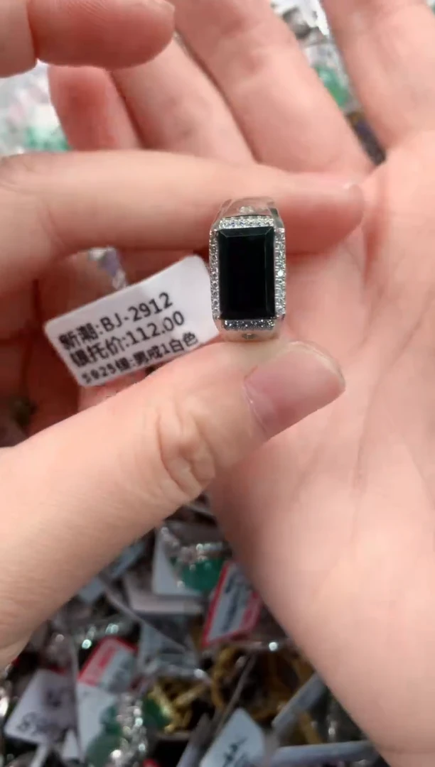 银S925镶嵌戒指翡翠12-12-12      3