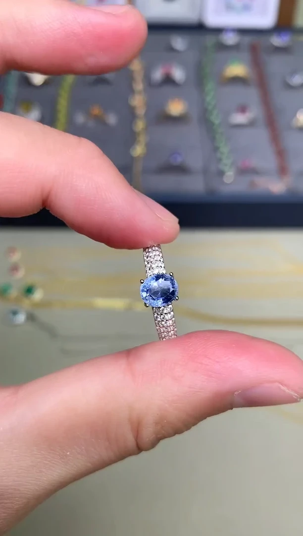 【闪购商品】蓝宝石戒指银S925镶嵌戒指