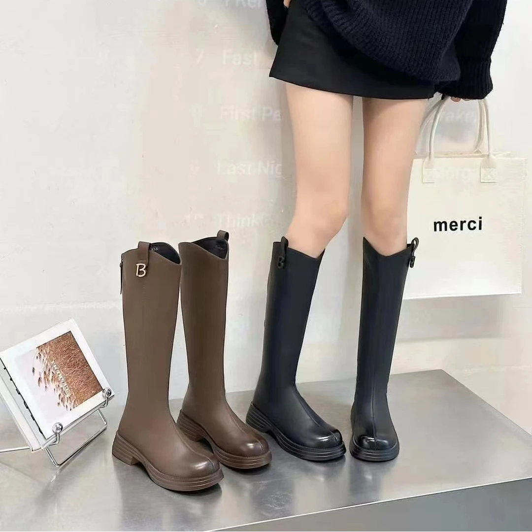 FUJIA STYLE新款气质休闲韩版简约平底纯色时装靴231136