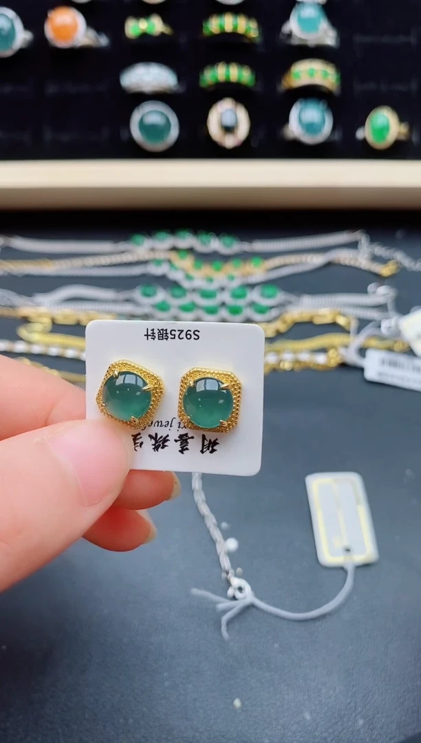 【闪购商品】翡翠耳饰银S925镶嵌508550