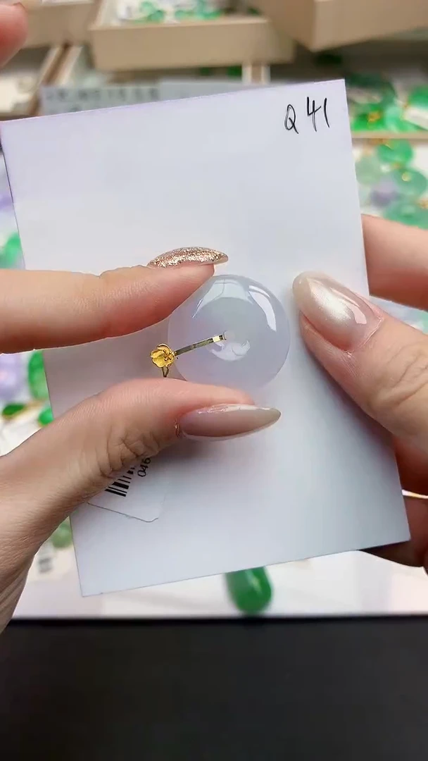 颈饰18K金镶嵌翡翠天然缅甸A货翡翠