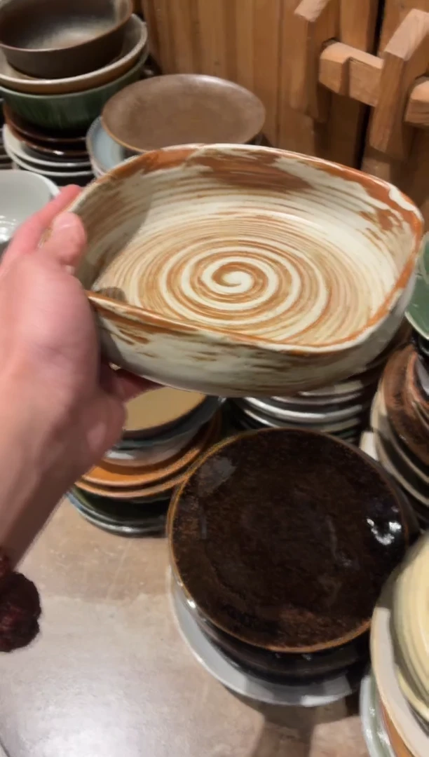 瓷片8寸手工手刷四方盘（福利款）