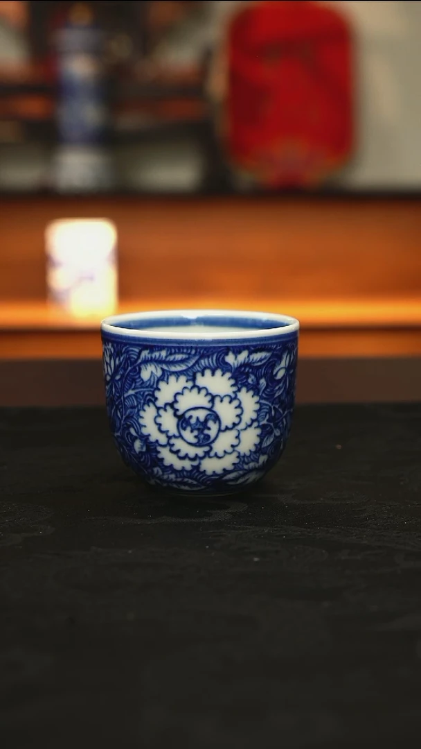 元黛工坊牡丹不倒杯